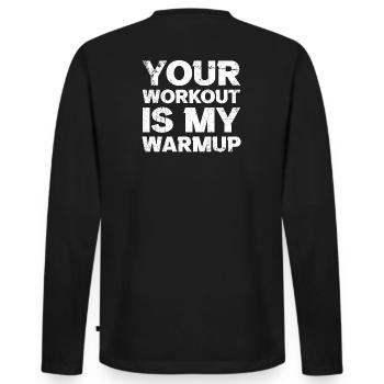 Gym Fitness Workout Warmup Fitnessstudio - Men's Premium Organic Long Sleeve Shirt - black - Back - Nico (187cm)