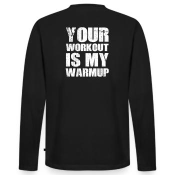 Gym Fitness Workout Warmup Fitnessstudio - Men's Premium Organic Long Sleeve Shirt - black - Back - Nico (187cm)