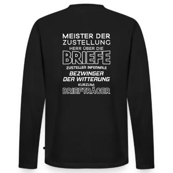 Briefträger/Briefträgerin/Postzusteller/Post - Männer Premium Bio Langarmshirt - Schwarz - Hinten - Nico (187cm)