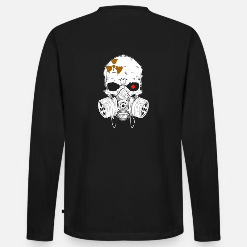 Verstrahlter Schädel - Männer Premium Bio Langarmshirt - Schwarz