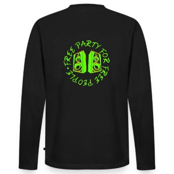 FREE PARTY FOR FREE PEOPLE - Men's Premium Organic Long Sleeve Shirt - black - Back - Nico (187cm)