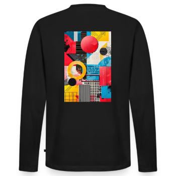 Style rétro - Formes abstraites - T-shirt manches longues Premium bio Homme - noir - Dos - Nico (187cm)