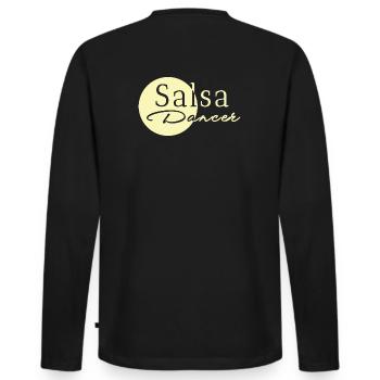 Salsa Dancer yellow - Männer Premium Bio Langarmshirt - Schwarz - Hinten - Nico (187cm)