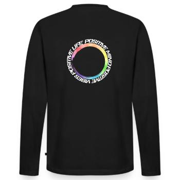 positive mind - positive vibes - positive life - Men's Premium Organic Long Sleeve Shirt - black - Back - Nico (187cm)