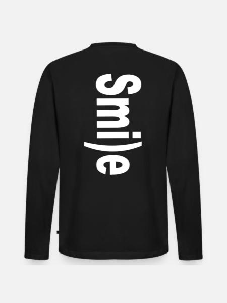 Smile :) - Männer Premium Bio Langarmshirt - Schwarz
