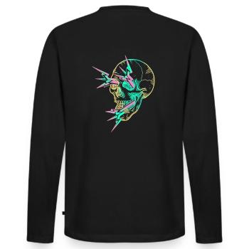 Skull Flash yellow - T-shirt manches longues Premium bio Homme - noir - Dos - Nico (187cm)