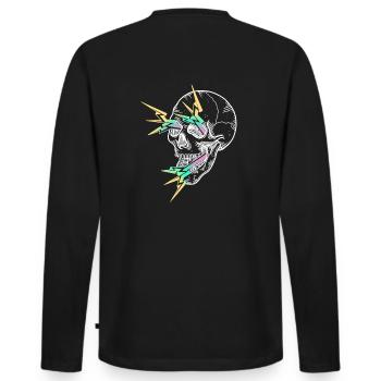 Skull Flash white - T-shirt manches longues Premium bio Homme - noir - Dos - Nico (187cm)