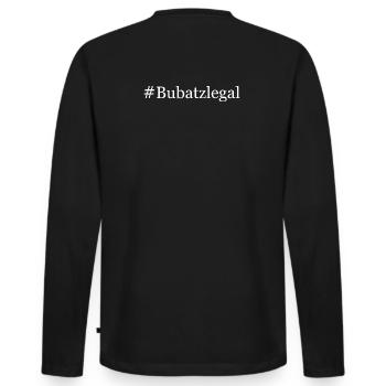 Bubatz Legal - Cannabis Hanf Hashtag Weiß - Männer Premium Bio Langarmshirt - Schwarz - Hinten - Nico (187cm)