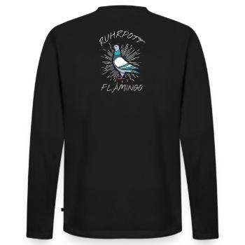 Ruhrpott Flamingo - Männer Premium Bio Langarmshirt - Schwarz - Hinten - Nico (187cm)