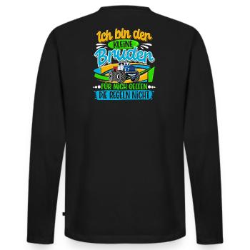 Kleiner Bruder Monstertruck - Männer Premium Bio Langarmshirt - Schwarz - Hinten - Nico (187cm)