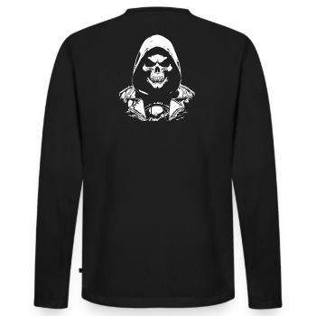 Crâne Rock and Roll | Skeleton Design Rocker - T-shirt manches longues Premium bio Homme - noir - Dos - Nico (187cm)