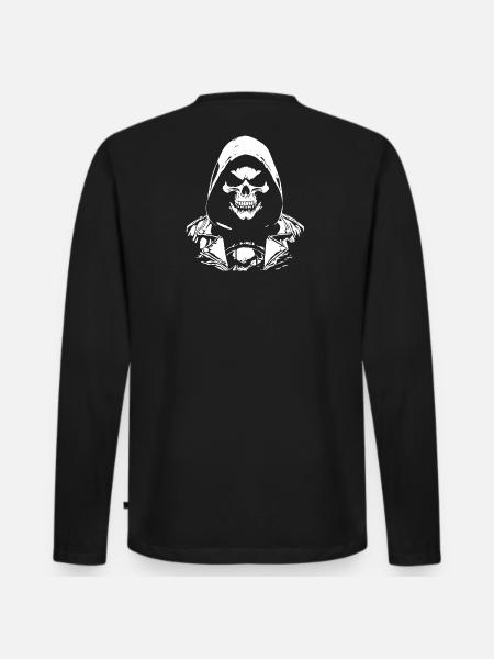 Calavera Rock and Roll - Camiseta ecológica prémium de manga larga para hombre - negro