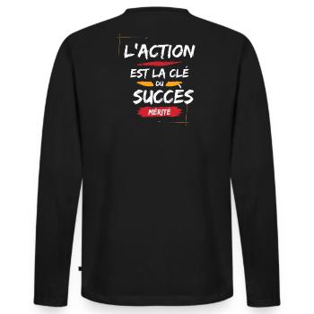 Motivational Quote for Success - Men's Premium Organic Long Sleeve Shirt - black - Back - Nico (187cm)