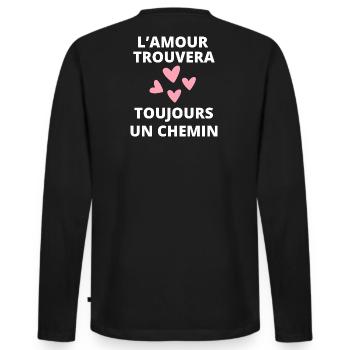 Love Will Always Find a Way - Men's Premium Organic Long Sleeve Shirt - black - Back - Nico (187cm)