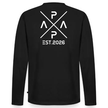 Papa Est. 2026 Père depuis 2026 Futur papa 2026 - T-shirt manches longues Premium bio Homme - noir - Dos - Nico (187cm)