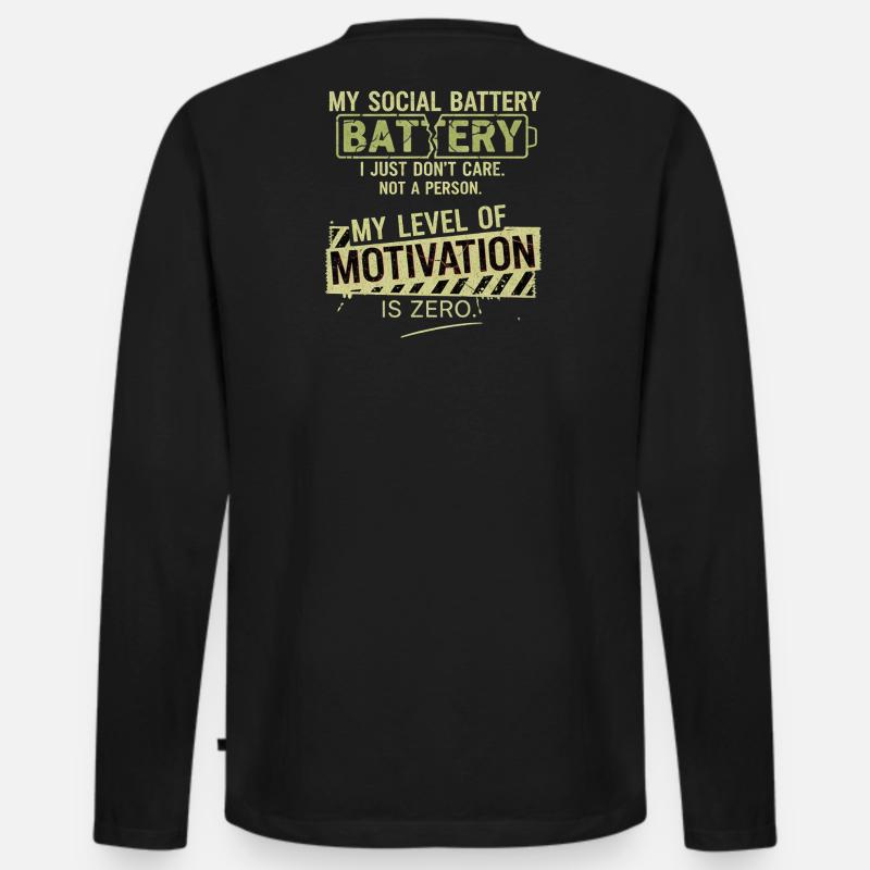 Soziale Batterie ohne Motivation - Männer Premium Bio Langarmshirt - Schwarz