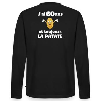 Birthday, 60 Year Anniversary, 60 Years - Men's Premium Organic Long Sleeve Shirt - black - Back - Nico (187cm)