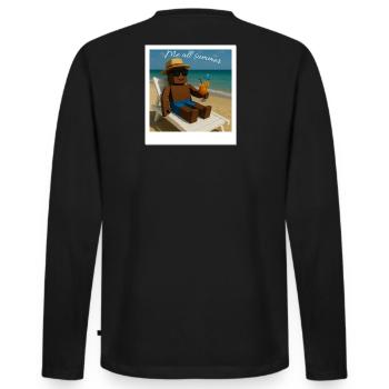 Me all summer - Chill Mode - Männer Premium Bio Langarmshirt - Schwarz - Hinten - Nico (187cm)