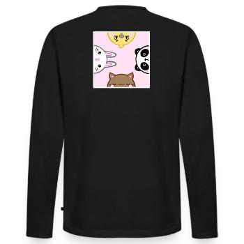 Animaux mignons - T-shirt manches longues Premium bio Homme - noir - Dos - Nico (187cm)