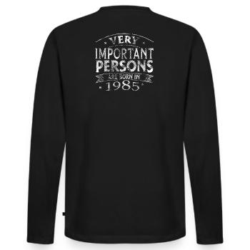 very important persons are born in 1985 - Männer Premium Bio Langarmshirt - Schwarz - Hinten - Nico (187cm)