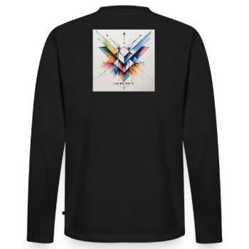 Chaos trifft Struktur - Männer Premium Bio Langarmshirt - Schwarz - Hinten - Nico (187cm)
