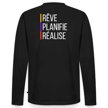 Motivational Quote - Men's Premium Organic Long Sleeve Shirt - black - Back - Nico (187cm)