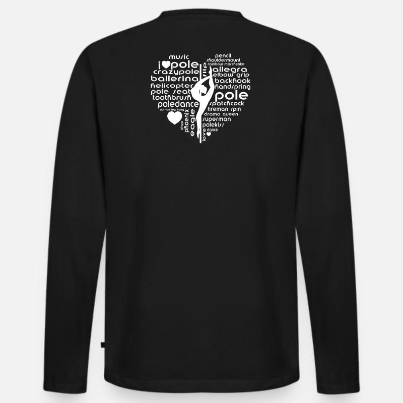 Pole Dance Herz Silhouette Wortdesign - Männer Premium Bio Langarmshirt - Schwarz