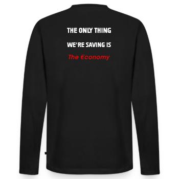 Rettung der Wirtschaft - Männer Premium Bio Langarmshirt - Schwarz - Hinten - Nico (187cm)