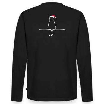 Chat noël cadeau noël chat - T-shirt manches longues Premium bio Homme - noir - Dos - Nico (187cm)
