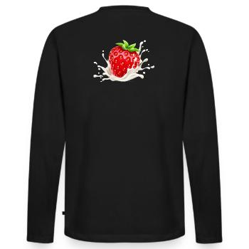 Erdbeere, Erdbeer-Verlangen, Erdbeere - Männer Premium Bio Langarmshirt - Schwarz - Hinten - Nico (187cm)