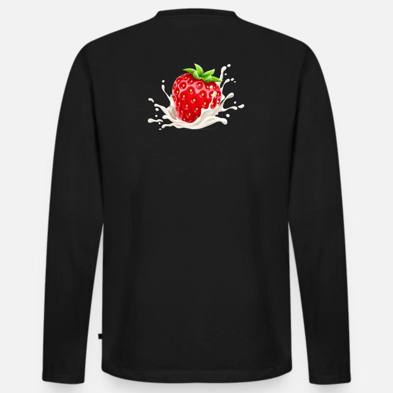 Erdbeere, Erdbeer-Verlangen, Erdbeere - Männer Premium Bio Langarmshirt - Schwarz