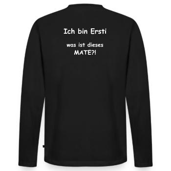 Erstisperuch "was Mate" Student Geschenk Studenten - Männer Premium Bio Langarmshirt - Schwarz - Hinten - Nico (187cm)