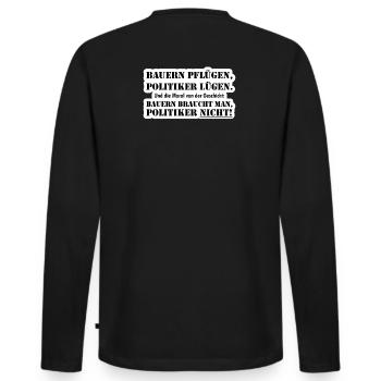 Bauern braucht man - Männer Premium Bio Langarmshirt - Schwarz - Hinten - Nico (187cm)