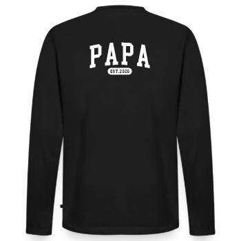 Papa Est. 2026 Père depuis 2026 Futur papa 2026 - T-shirt manches longues Premium bio Homme - noir - Dos - Nico (187cm)