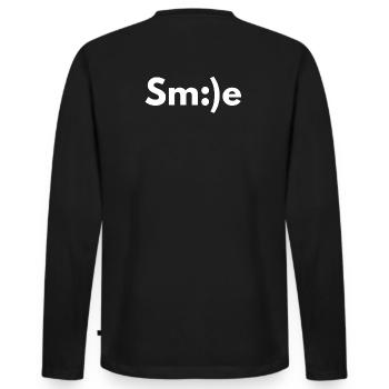 Smiling, smiling, smiling - Men's Premium Organic Long Sleeve Shirt - black - Back - Nico (187cm)