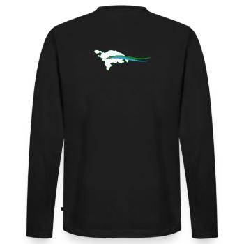 Thurgau Kanton Umriss mit Welle - Männer Premium Bio Langarmshirt - Schwarz - Hinten - Nico (187cm)