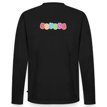 bonjour, coucou, politesse - T-shirt manches longues Premium bio Homme - noir - Dos - Nico (187cm)