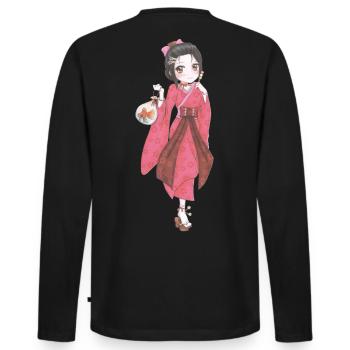 Manga - Men's Premium Organic Long Sleeve Shirt - black - Back - Nico (187cm)