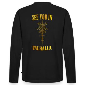 Viking Runes Nordic Valhalla - Men's Premium Organic Long Sleeve Shirt - black - Back - Nico (187cm)