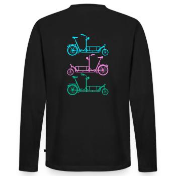 Colorful cargo bikes, - Men's Premium Organic Long Sleeve Shirt - black - Back - Nico (187cm)