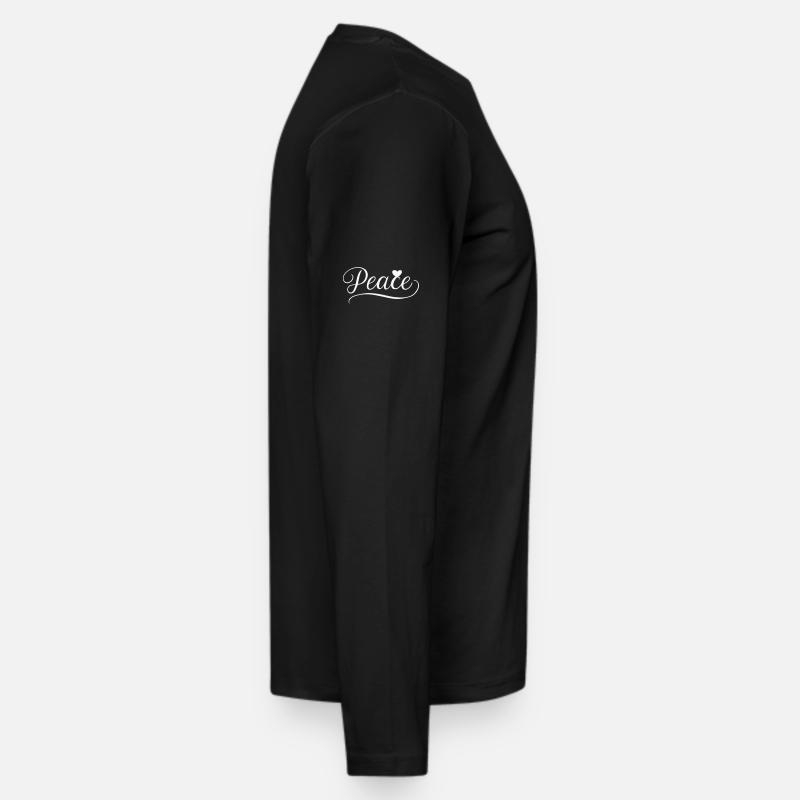 Peace - Frieden mit Herz Handschrift Illustration - Männer Premium Bio Langarmshirt - Schwarz
