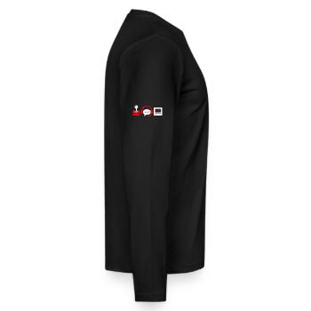 Retro-Controller, PC und Headset  - Männer Premium Bio Langarmshirt - Schwarz - Rechts - Nico (187cm)