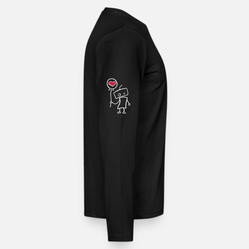 Verliebter Roboter mit Herz - Männer Premium Bio Langarmshirt - Schwarz