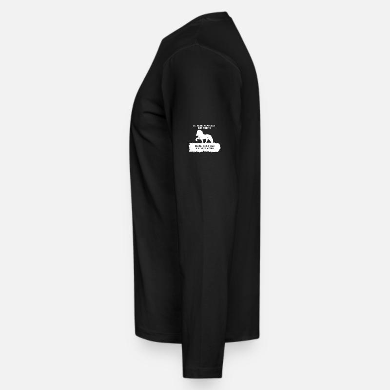 Spruch 5 mit Pferd 1 weiß - Männer Premium Bio Langarmshirt - Schwarz