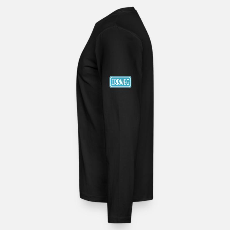 Irrweg Schild - Männer Premium Bio Langarmshirt - Schwarz