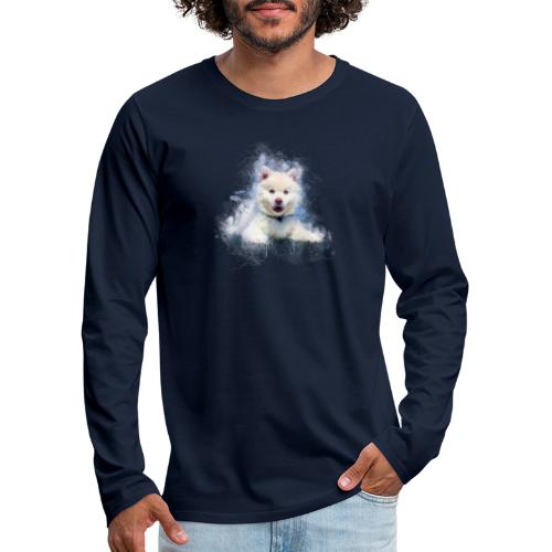 Siberian Husky White Cute Puppy -di- Wyll-Fryd - Maglietta Premium a manica lunga da uomo