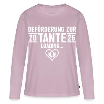 Promotion à Tante 2026 invitations - T-shirt manches longues Premium bio Femme - rose poudré - Devant - Julia (174cm)