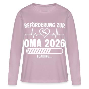 Promotion aux invitations de grand-mère 2026 - T-shirt manches longues Premium bio Femme - rose poudré - Devant - Julia (174cm)