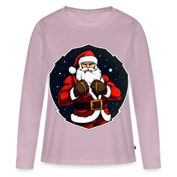Combattant de Noël - T-shirt manches longues Premium bio Femme - rose poudré - Devant - Julia (174cm)