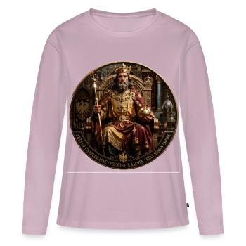 Couronne et trône de la Cour royale de Charlemagne - T-shirt manches longues Premium bio Femme - rose poudré - Devant - Julia (174cm)